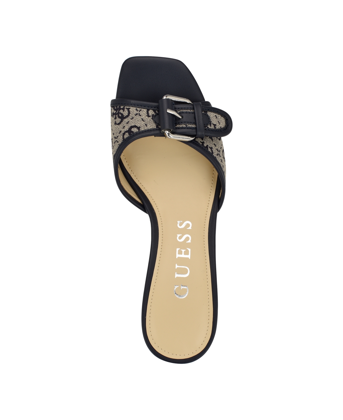 GUESS WOMEN'S DISTA BUCKLE KITTEN HEEL SANDALS 