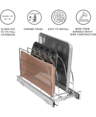  8.5 x 21 In Bakeware Pull Out Organizer for Cookie Sheet, Cutting Board, Bakeware, and Tray