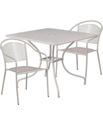 3-Piece Steel Metal Outdoor Patio Furniture Set with 2 Chairs and 1 Table