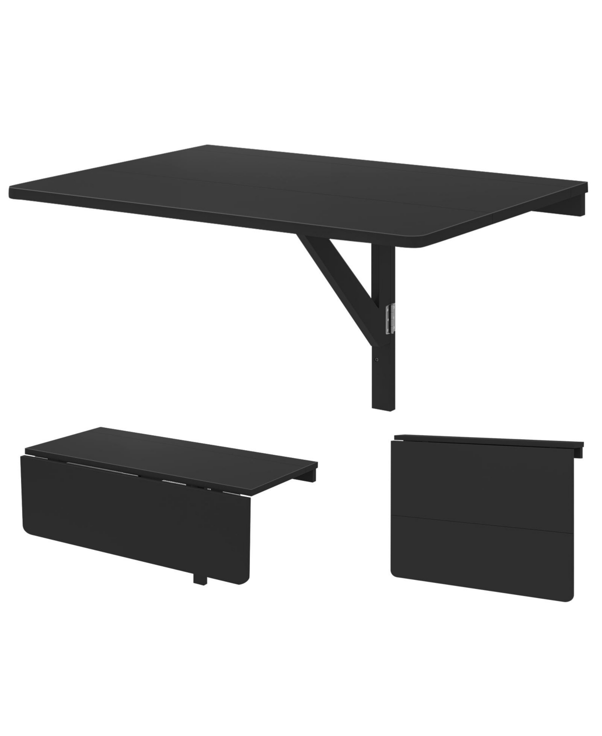 31.5 x 23.5 Inch Wall Mounted Folding Table for Small Spaces - Black