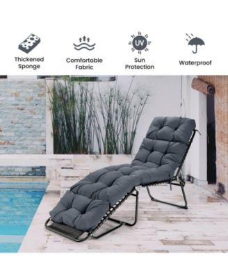 Outdoor Lounge Chaise Cushion with String Ties for Garden Poolside 73" x 22" x 4"