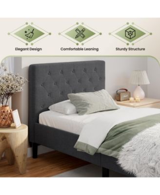 Upholstered Bed Base with Button Stitched Headboard