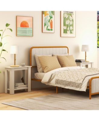 2-Tier Modern Compact End Table with Storage Shelf