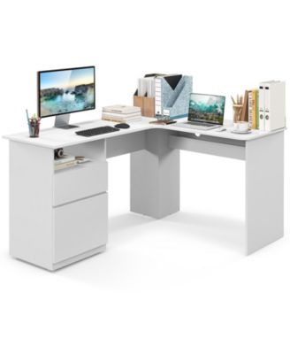 L-Shaped Computer Desk with Letter File Drawer
