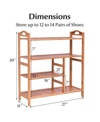 4 Tiers Multifunction Bamboo Storage Shoe Rack for Entryway Hallway