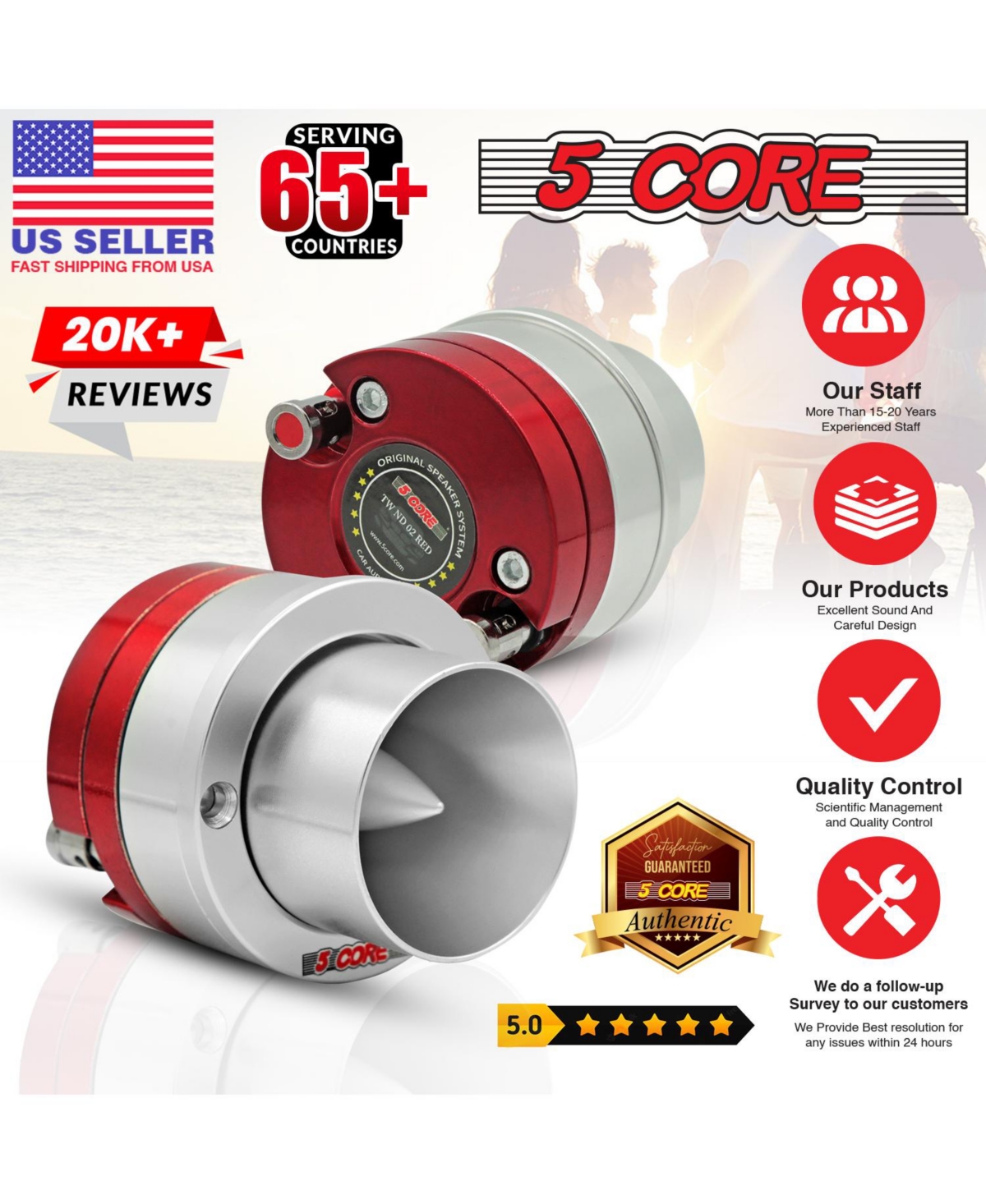 5 Core High-Performance Neodymium 300W High Compression Bullet Super Tweeters Tweeters 25.4mm Voice Coil