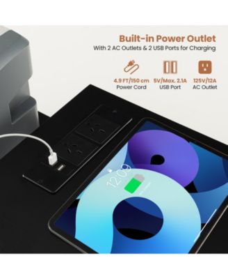 GOUUN L-shaped Computer Desk with Power Outlet for Working Studying Gaming