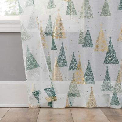 Balsam Christmas Tree Sheer Rod Pocket Curtain Panel