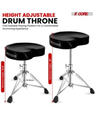 Drum Throne Padded Guitar Stool Adjustable Heavy Duty Music Chair Seat Universal for Adults & Kids with Anti Slip Rubber Feet