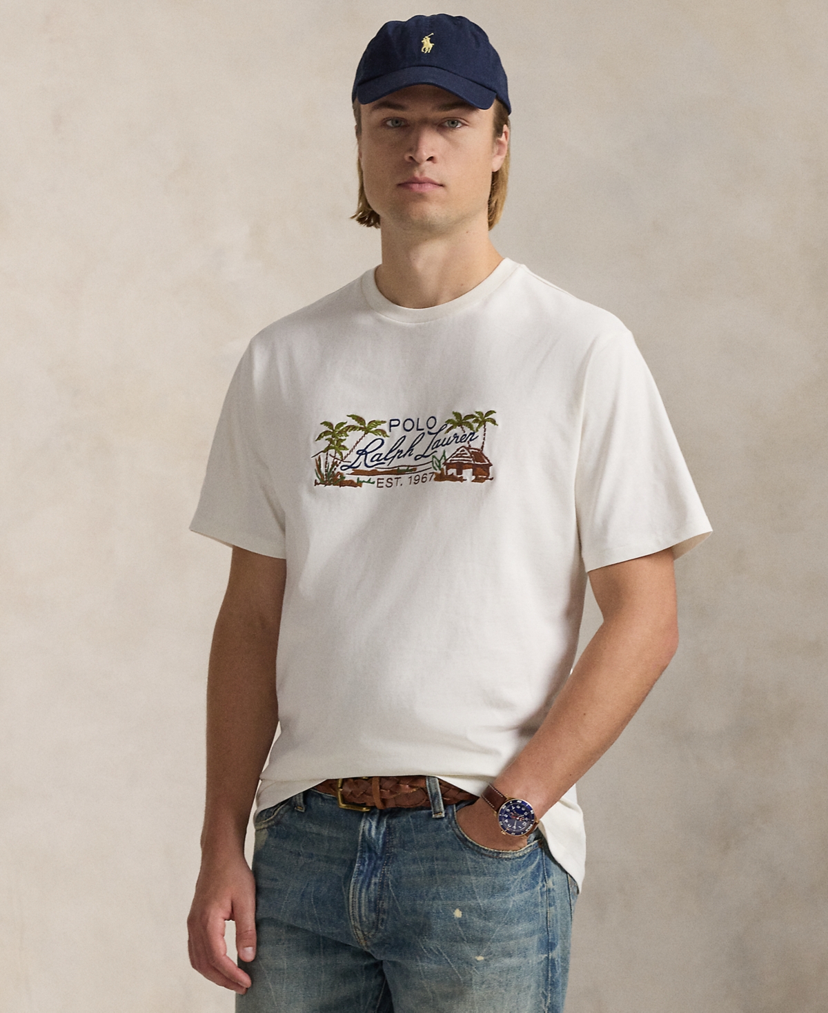 Polo Ralph Lauren Men's Big & Tall Embroidered Jersey T-shirt In White