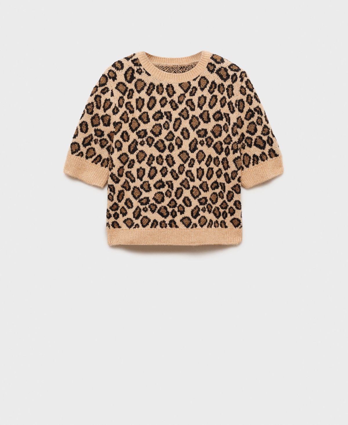 Mango Women's Leopard-Print Short-Sleeve Sweater