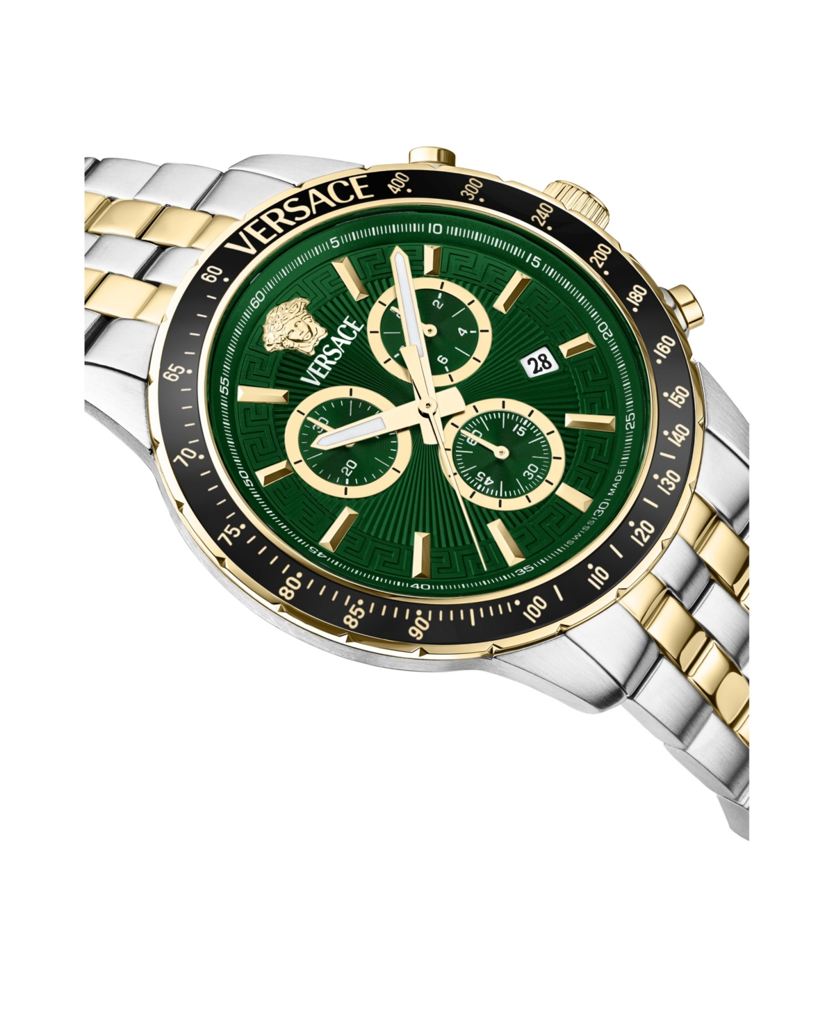 Versace Men's Sport Chrono Two-tone Stainless Steel Bracelet Watch, 44mm In Two-tone,green
