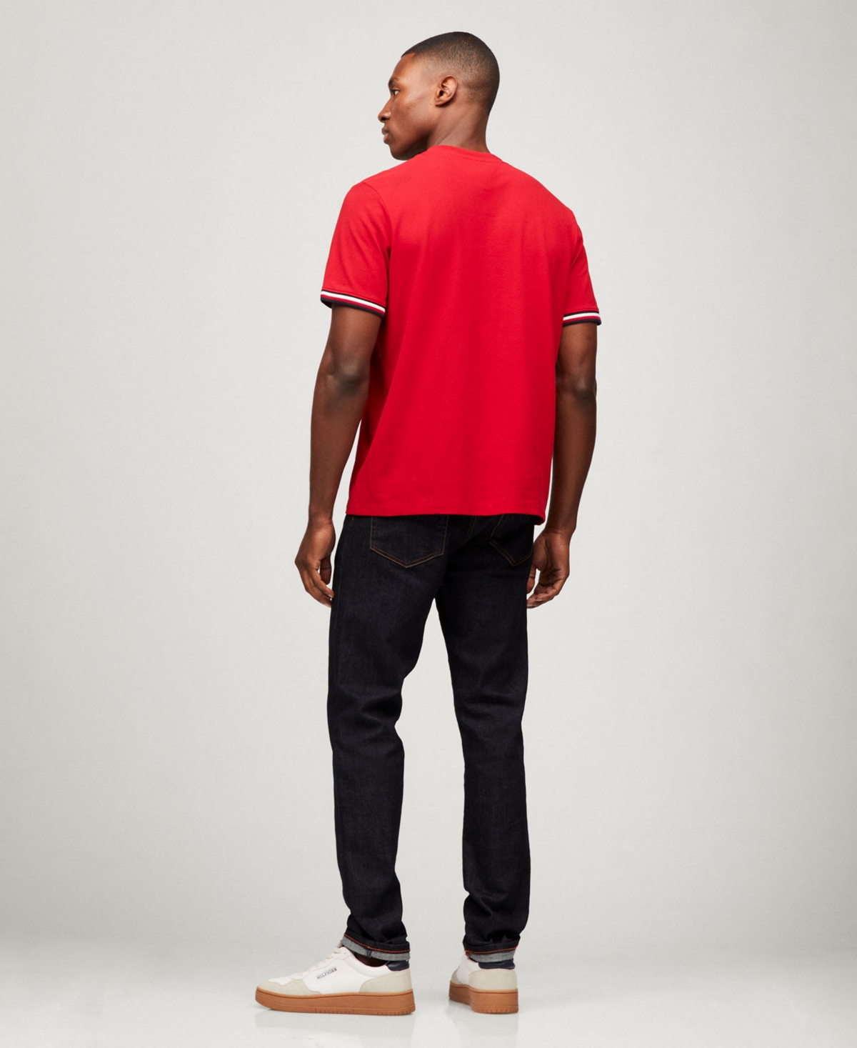 TOMMY HILFIGER MEN'S GLOBAL STRIPE CUFF T-SHIRT 