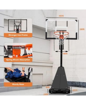 4.8FT-10FT Height Adjustable Portable Basketball Hoop System with 48 Inch Shatterproof Backboard