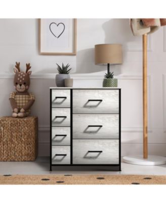 Dresser with 7 Drawers - Storage Chest Organizer with Steel Frame, Wood Top, Handles, Fabric Bins