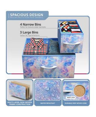 Dresser with 7 Drawers - Storage Chest Organizer with Steel Frame, Wood Top, Handles, Fabric Bins