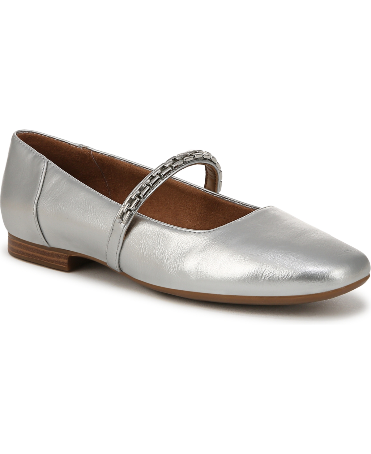 Naturalizer Maxwell-mj Mary Jane Flats In Silver Faux Leather