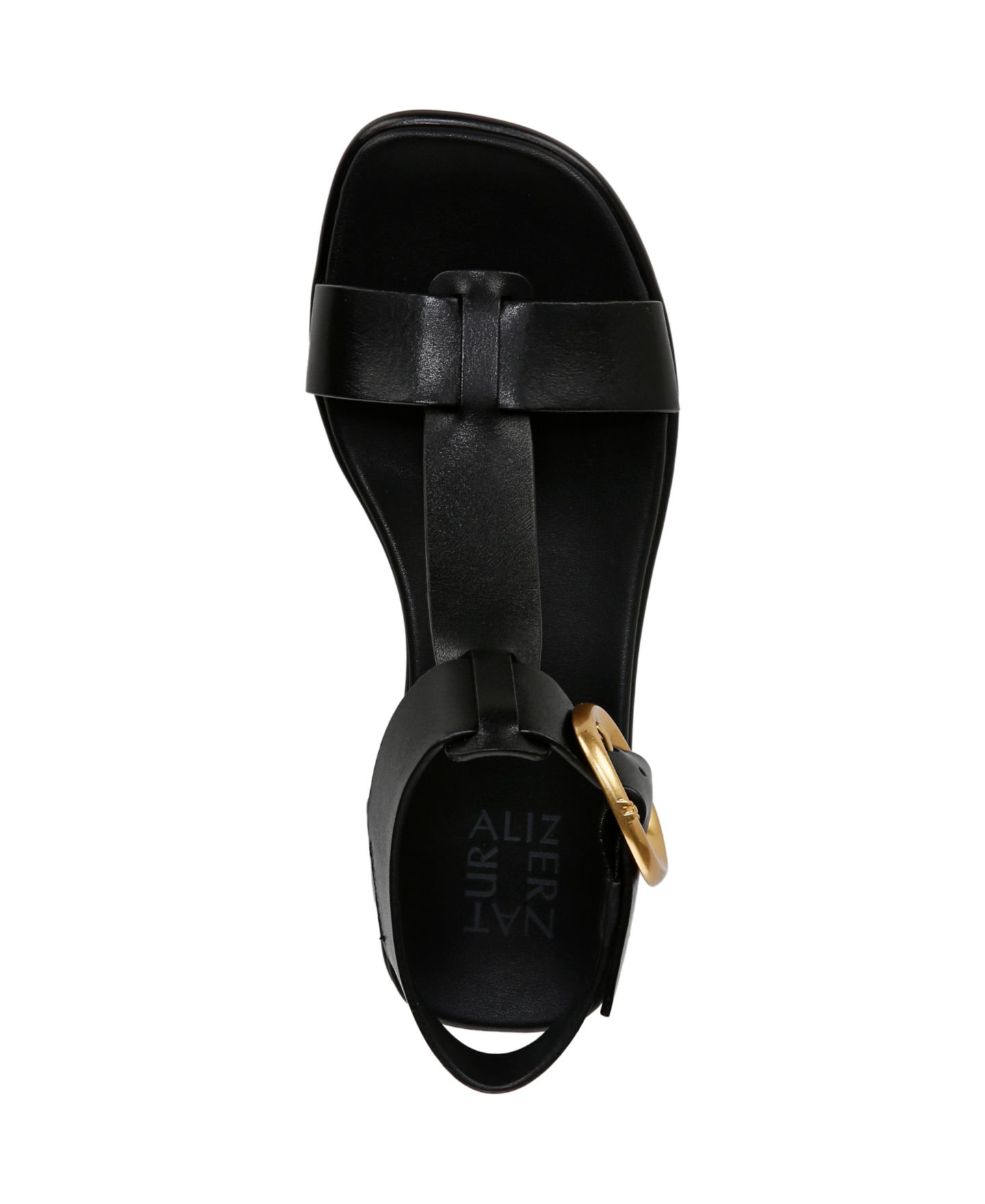 Женские сандалии Naturalizer Brandy T-Strap Block Heel, цвет: Чёрный кожаный — фото 4