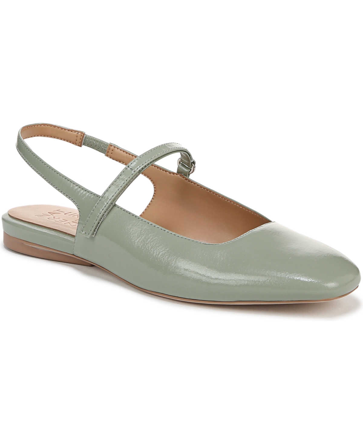 Connie Slingback Mary Jane Flats - Pistachio Crinkle Patent