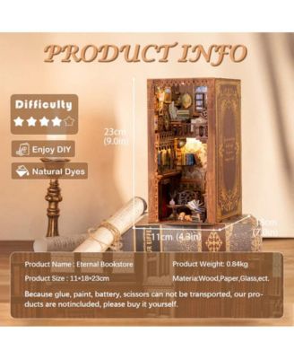 DIY Book Nook Kit - DIY Miniature House Dollhouse Kit Booknook Bookshelf Decor Alley Model with LED Light, Gifts (Eternal Bookstore