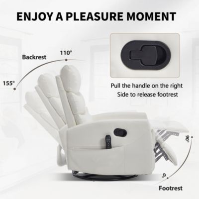 Massage Recliner - 360° Swivel & Heat Rocking Chair
