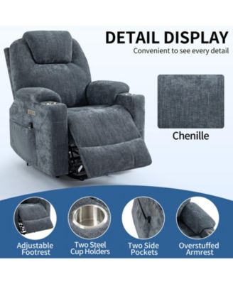 Up to 350 LBS Chenille Power Lift Recliner Chair, with Massage and Heating