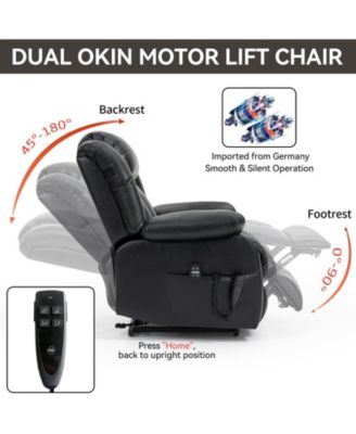 Up to 350 LBS Genuine Leather Power Lift Recliner Chair, with Massage and Heating