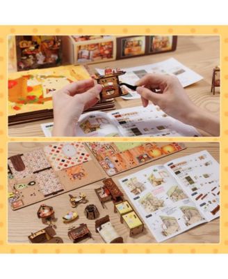 DIY Book Nook Kit DIY Miniature House Dollhouse Kit for Adult and Teens, Booknook Bookshelf Decor with LED Light, Gifts (Mole's Apartment