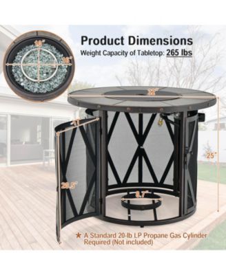 32 Inch 30000BTU Fire Pit Table with Fire Glasses and PVC Cover