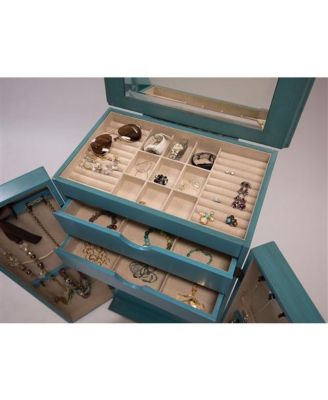 Vintage Hand Painted Jewelry Armoire with Antique Drawer Pulls