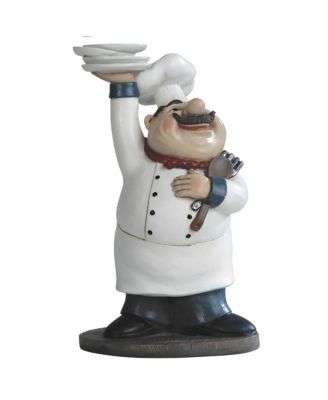 "2-PC Gift Set" 10"H Chef Serving Statue Dining Room Accessory Figurine Statue Ornament Home Room Office Decor and Perfect Gift Ideas for Housewarming, Holidays and Birthdays