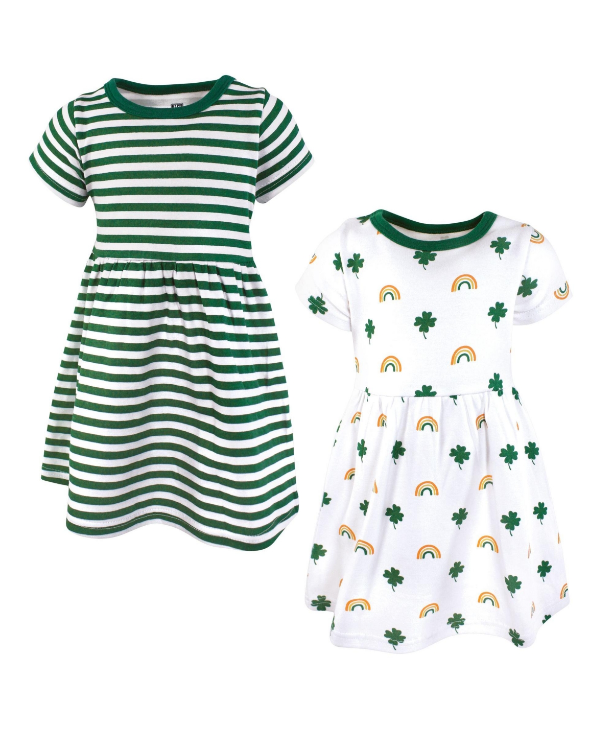 Hudson Baby Baby Girls Hudson Cotton Dresses, Clover Rainbow - Clover rainbow