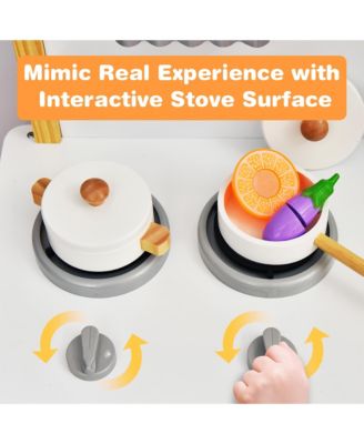 Kids Play Kitchen Set Toddler Pretend Cooking Set w/ Cabinet&Accessories