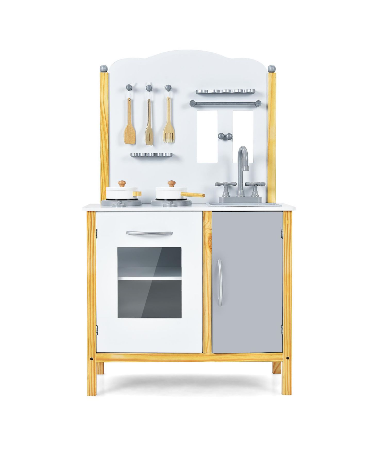 Детские игрушки Costway Play Kitchen with Storage Cabinet 6-Piece Set, Ages 3+, цвет: Белый — фото 1