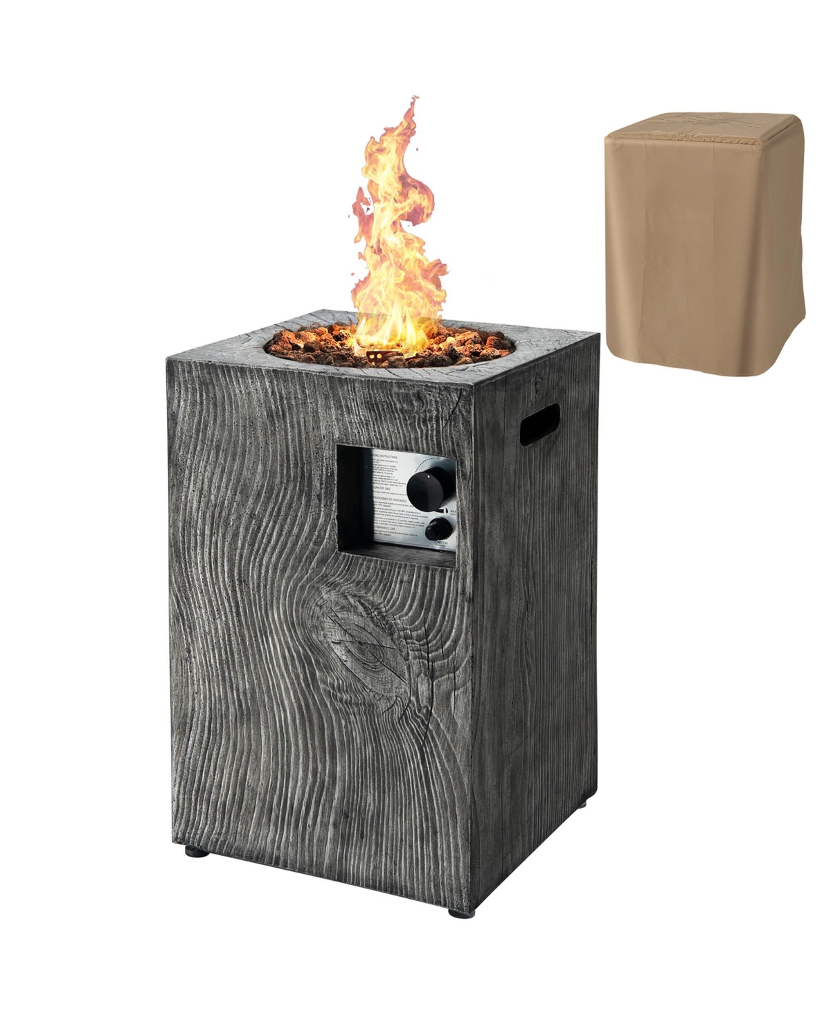 Gouun 16 Feet Square Outdoor Propane Fire Pit with Lava Rocks Waterproof Cover 30000 Btu
