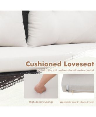 2 Pieces Patio PE Wicker Furniture Set with Acacia Wood Table