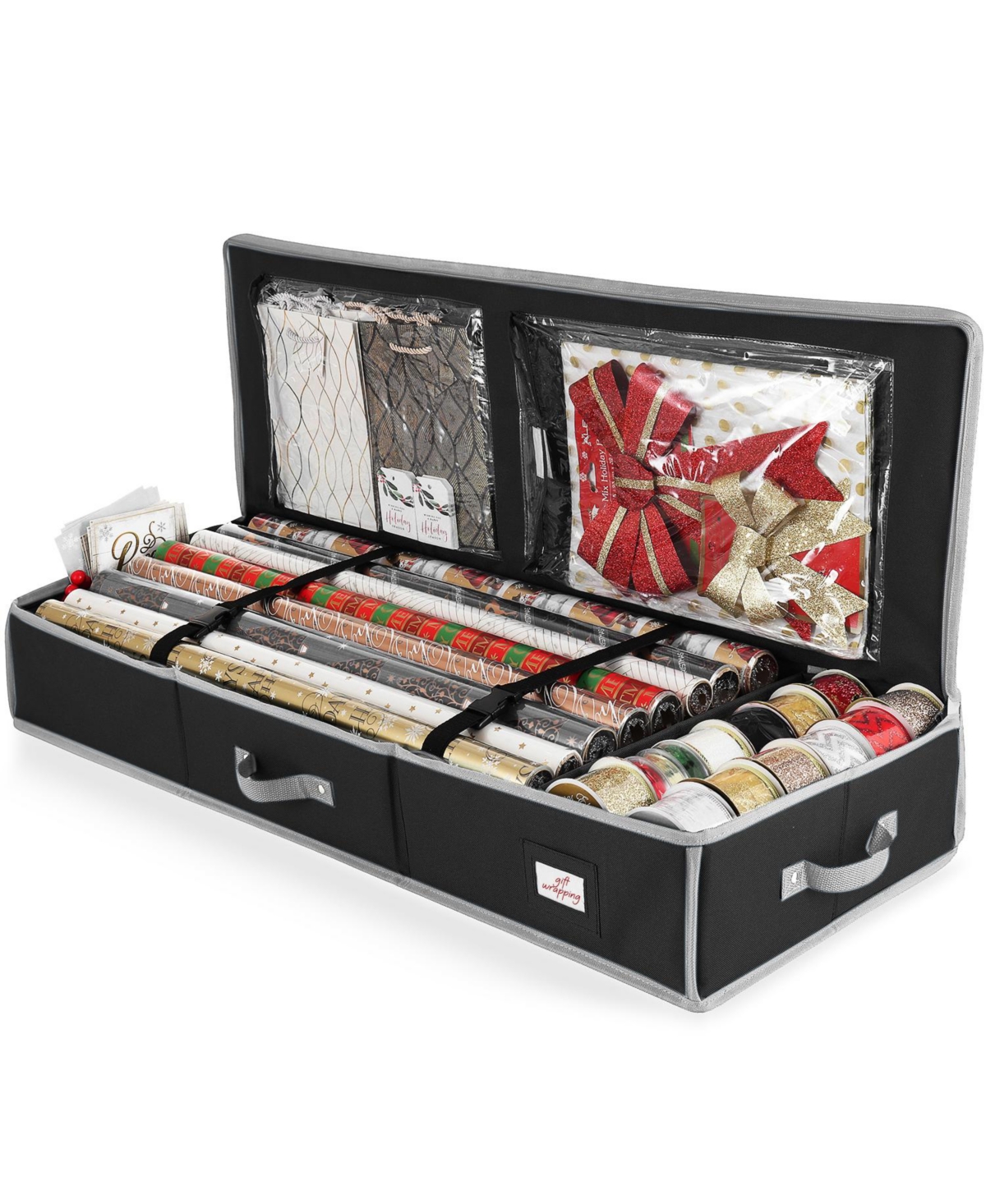 Hearth & Harbor Wrapping Paper Storage Container - Christmas Storage Bag with Interior Pockets - Gift Wrapping Organizer Storage Fits Up to 22 Rolls o