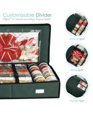 Wrapping Paper Storage Container - Christmas Storage Bag with Interior Pockets - Gift Wrapping Organizer Storage Fits Up to 22 Rolls of 40" - Tear Proof  Wrapping Paper Organizer