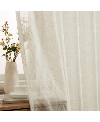 Lena Burlap Flax Linen Semi Sheer Privacy Sun Light Filtering Transparent Window Tab Top Thick Curtains Drapery Panels 2 Panels