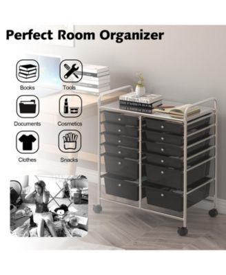 GOUUN 12 Drawers Rolling Cart Storage Scrapbook Paper Organizer Bins