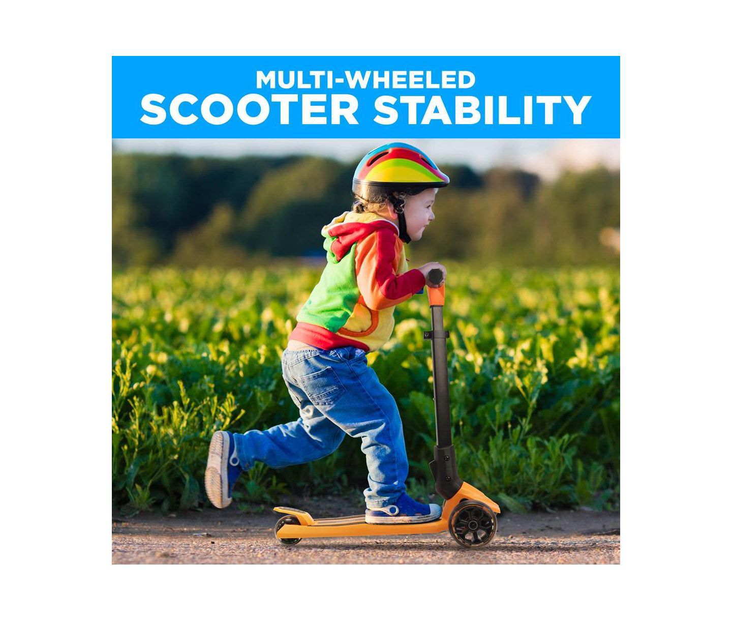 Детская игрушка Hurtle 3-Wheel Foldable Kids Scooter With LED Wheel Lights - Orange — фото 6