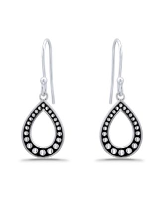 Oxidized Beaded Tear Drop Earrings