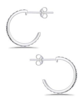 Oxidized Beaded Round Half Hoop Earrings