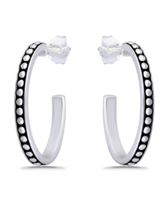 Oxidized Oval Half Hoop Earrings