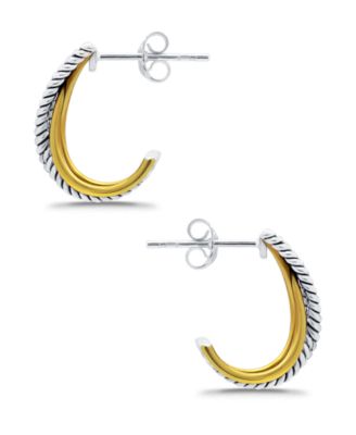 Oxidized Twist Polish J-Hoop Post Earrings