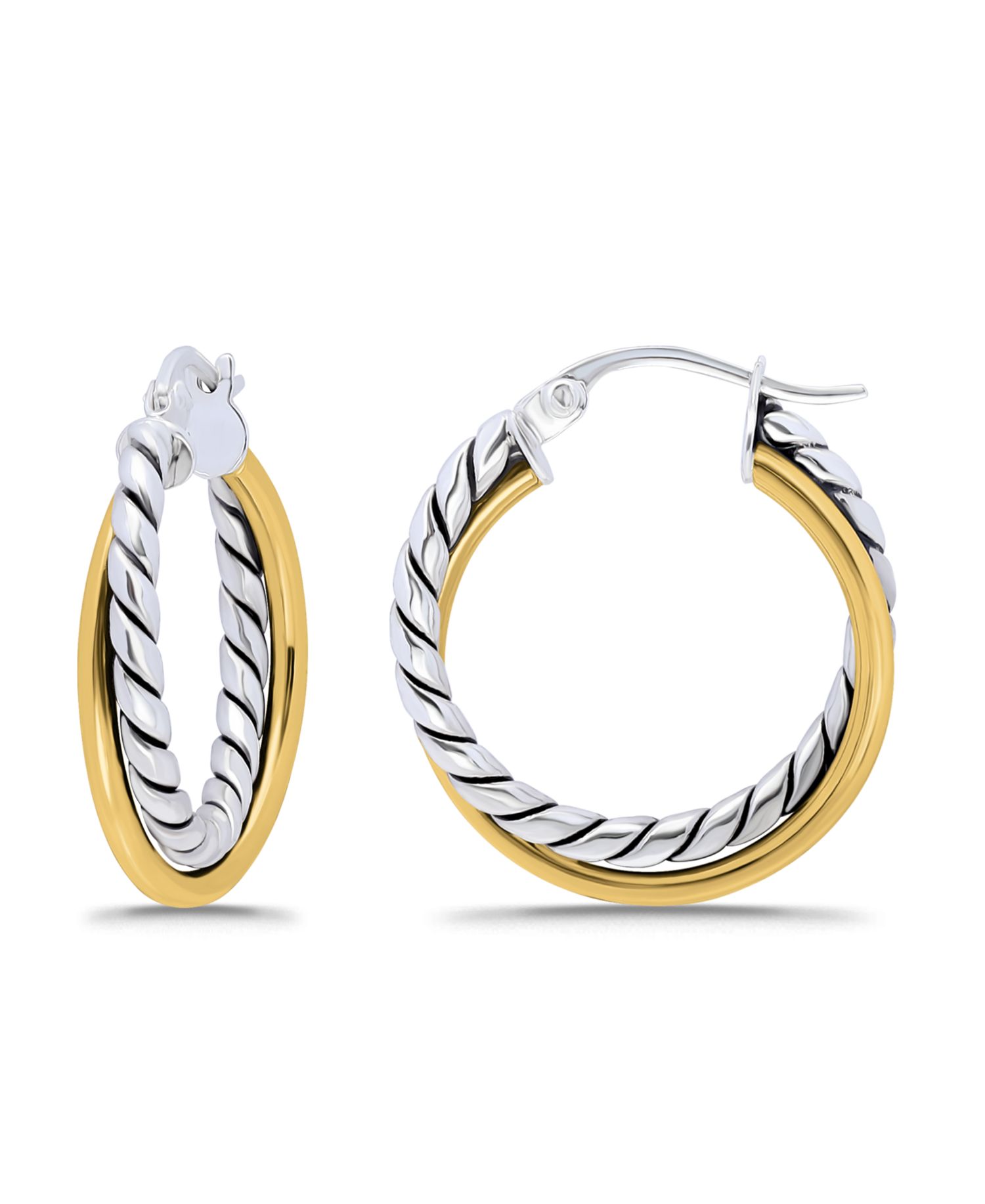 Oxidized Polish Tubing Click Top Hoop Earrings