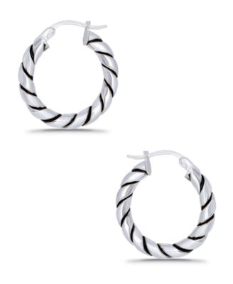 Oxidized Twist Click Top Hoop Earrings