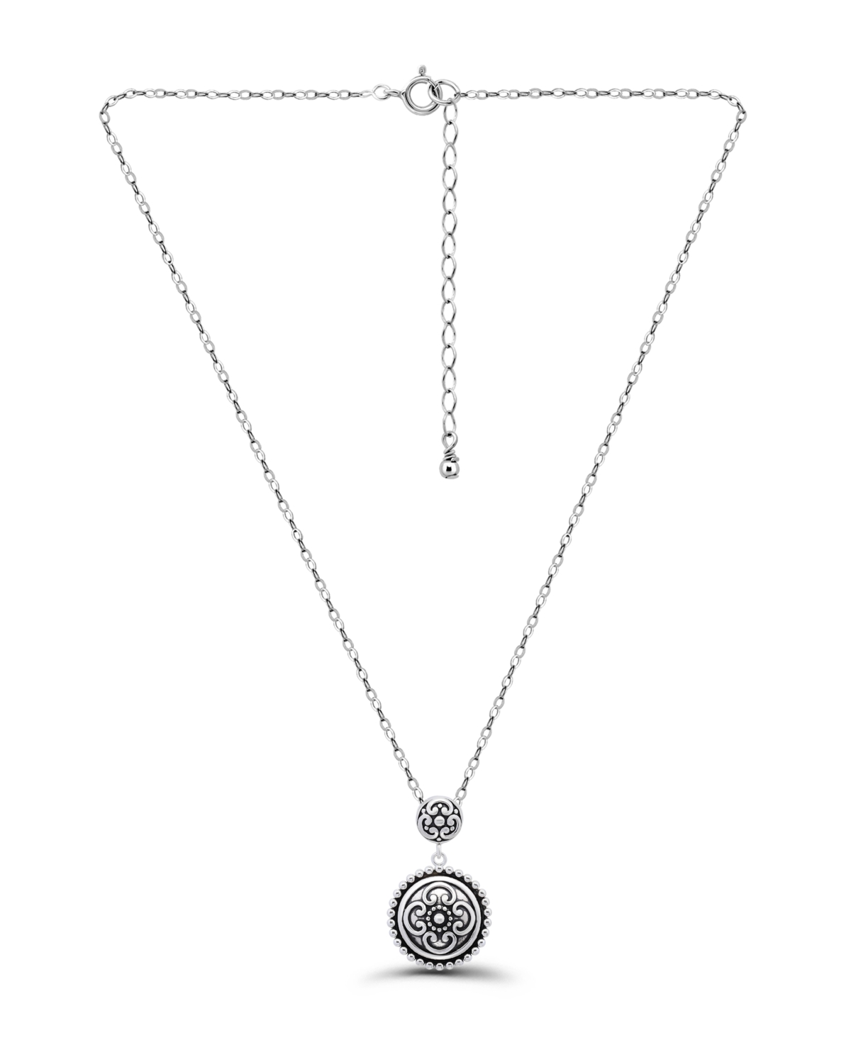 Macy's Oxidized Round Circle Celtic Style Pendant Necklace In Silver