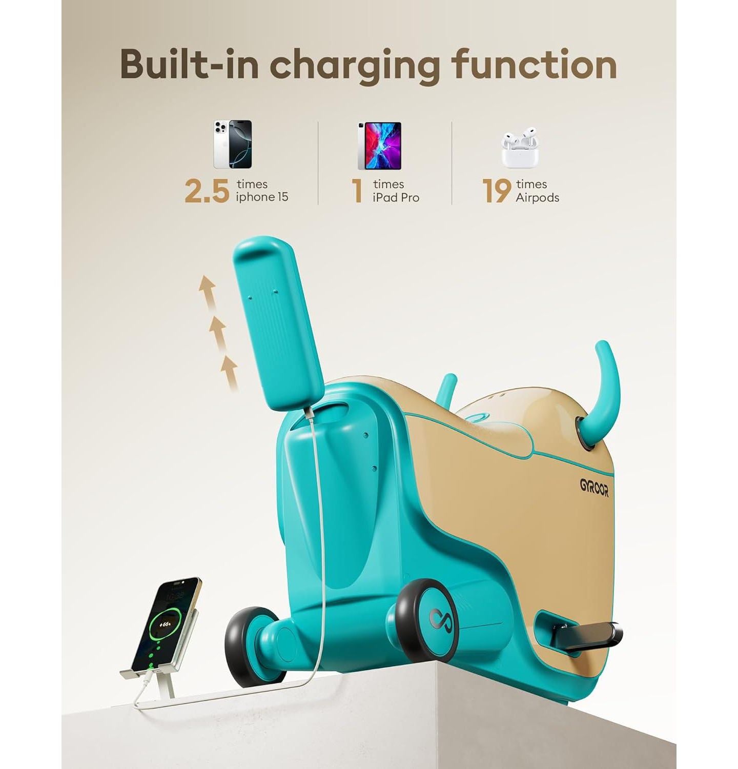 Детская игрушка Gyroor GNU 40W Electric Trolley Suitcase Inspired Electric Ride-On Luggage for Kids, A Fun & Practical Travel Buddy Ages 3-6-up to 5 Miles 5MPH, цвет: Синий — фото 9