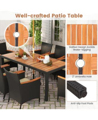 9 PCS Patio Dining Set for 8 Large Conversation Set w/ Umbrella Hole Seat Cushion